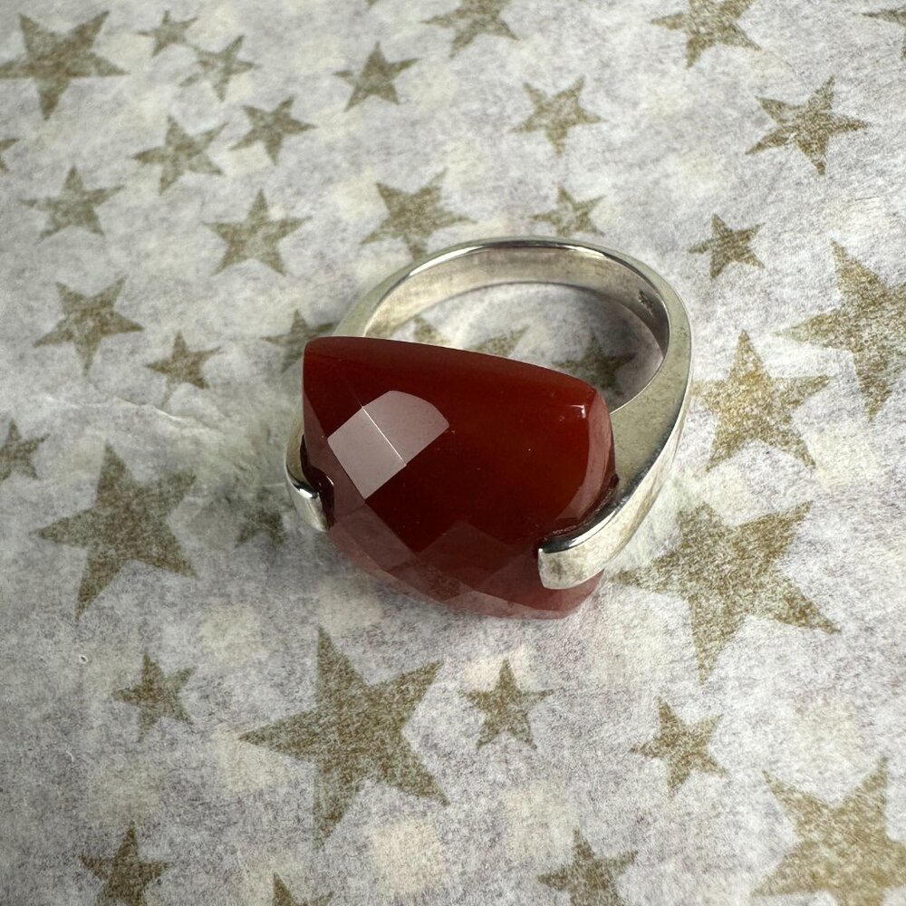 NEW Size 8 Real Sterling Silver and Genuine Carnelian Ring - Picture 4 of 6